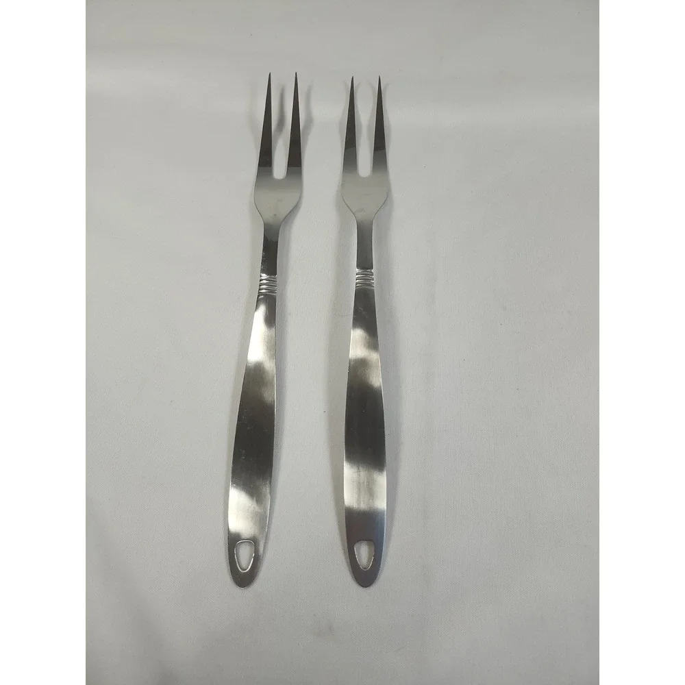 Lot‎ Of 2 Stainless Steal Serving Forks 12.25 Inches X 1.25 Inches
